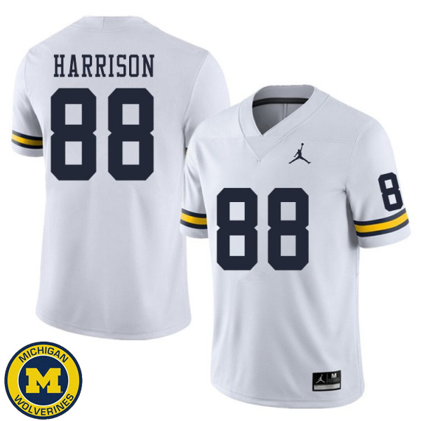 Men's Michigan Wolverines #88 Mathew Harrison White Replica Stitch Jersey